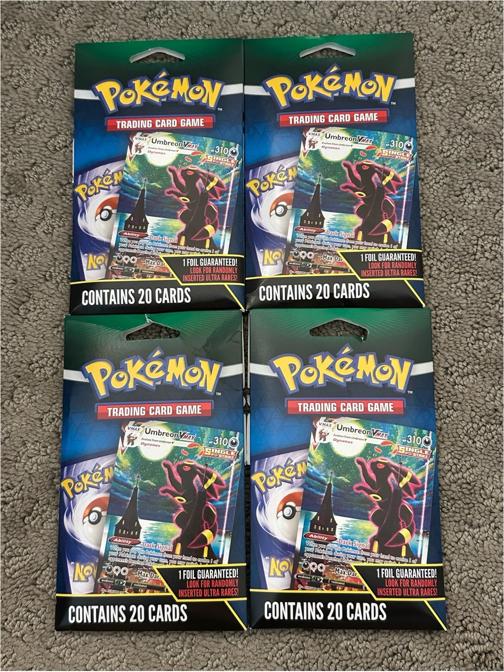 BRAND NEW Pokémon TCG Umbreon VMAX 20 Card Mystery Packs - Sealed Lot of 4 Packs
